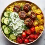 Mediterranean Bowl with Ground Turkey Meatballs Recipe