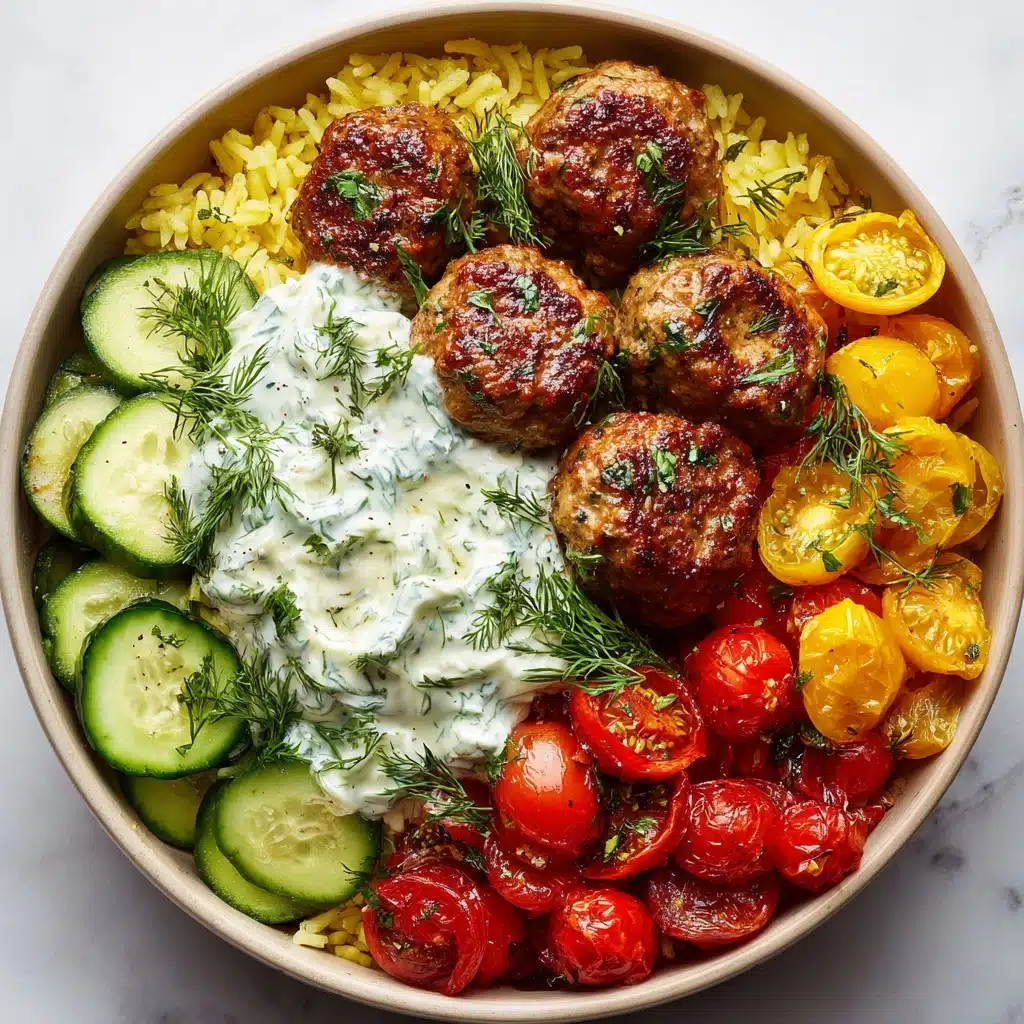 Mediterranean Bowl with Ground Turkey Meatballs Recipe