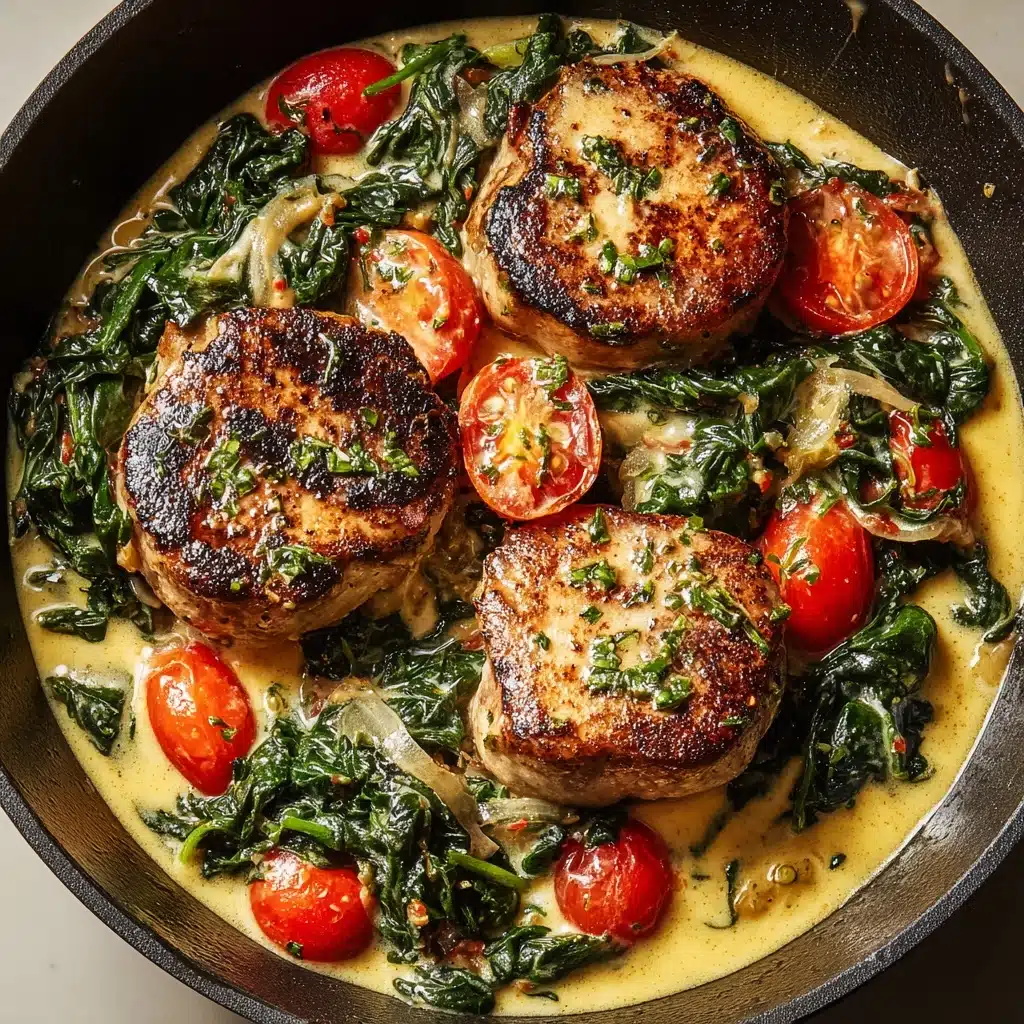 Creamy Pesto Chicken with Roasted Tomatoes & Spinach Recipe - Recipe Image