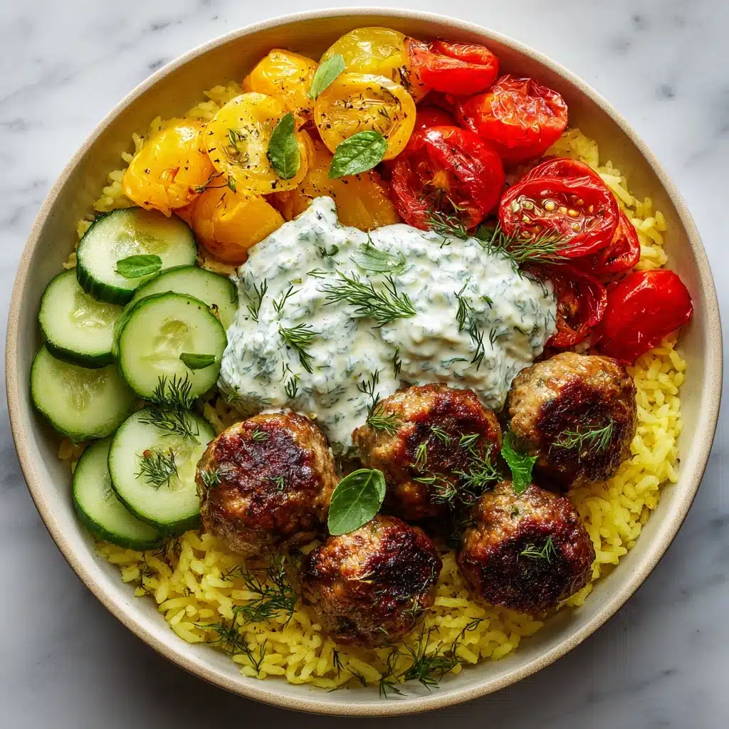 Mediterranean Bowl with Ground Turkey Meatballs Recipe - Recipe Image