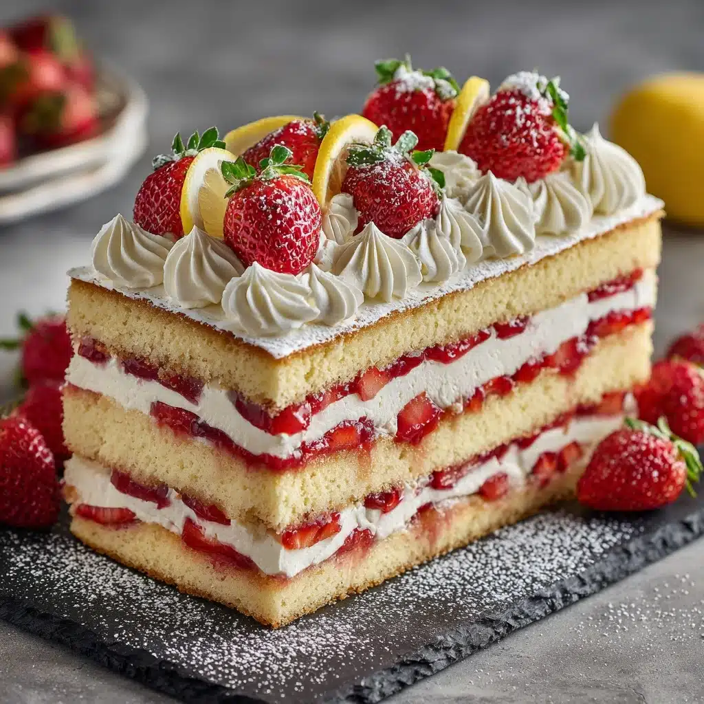 Strawberry Lemon Layer Cake Recipe - Recipe Image