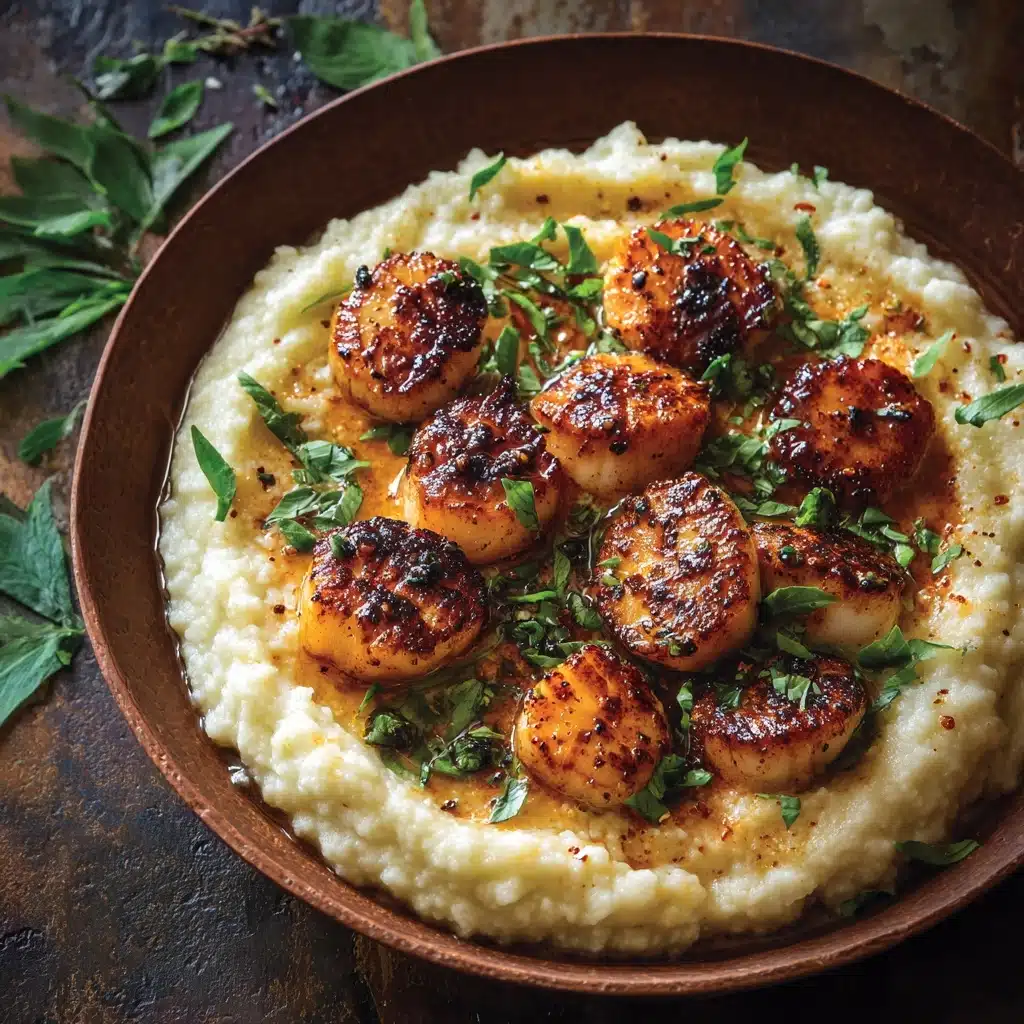 Honey Butter Blackened Scallops with Herby Polenta: An Incredible Flavorful Recipe - Recipe Image