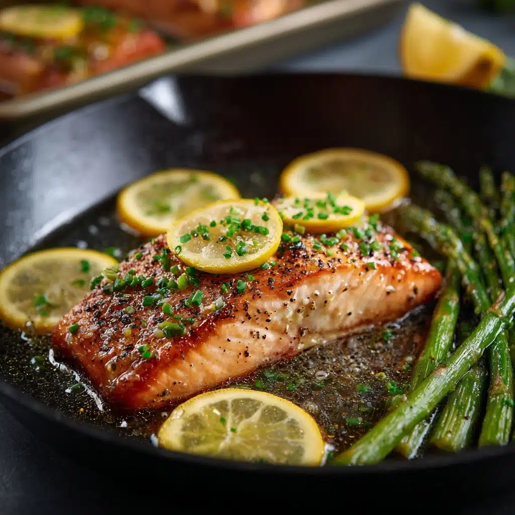 Sheet-Pan Garlic Butter Salmon & Asparagus Recipe - Recipe Image