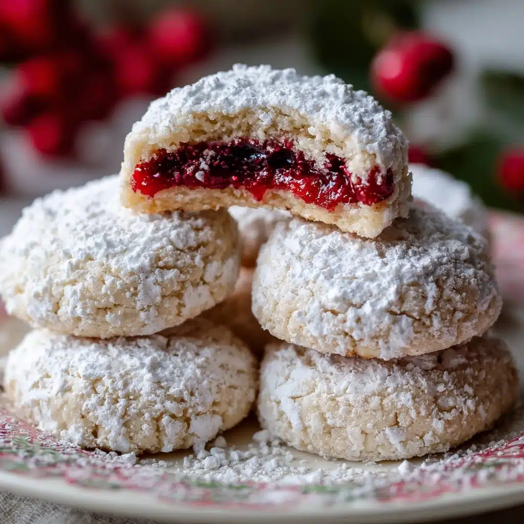 Raspberry-Filled Almond Snow Cookies Recipe - Recipe Image
