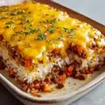 Cheddar-Crusted Ground Beef and Rice Casserole Recipe