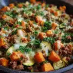 Easy Ground Beef Zucchini Sweet Potato Skillet Recipe