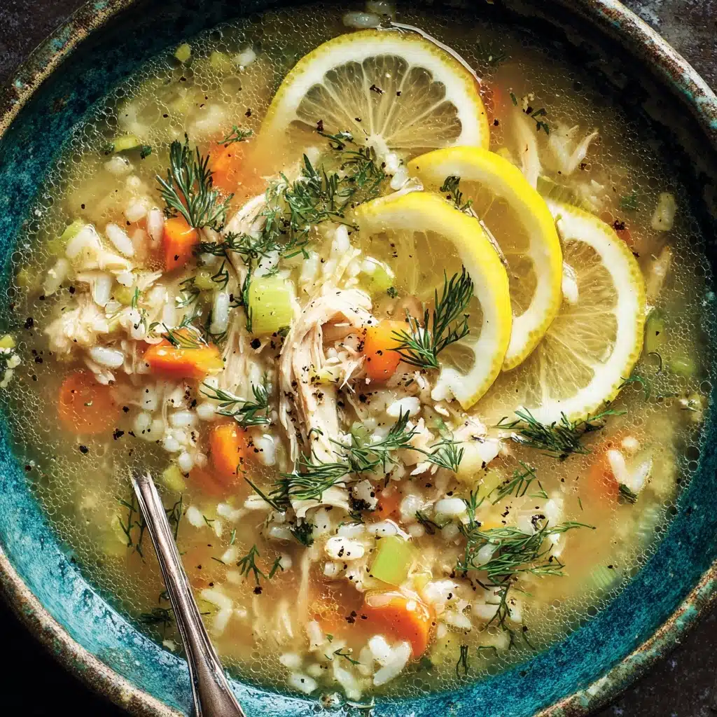One Pot Lemon Dilly Chicken Rice Soup Recipe - Recipe Image