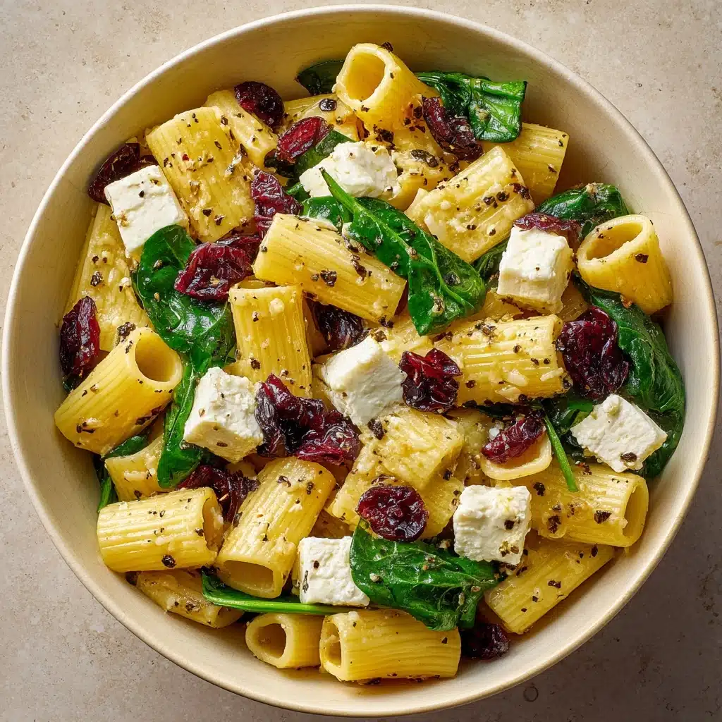 Feta & Cranberry Rigatoni Salad with Lemon Vinaigrette Recipe