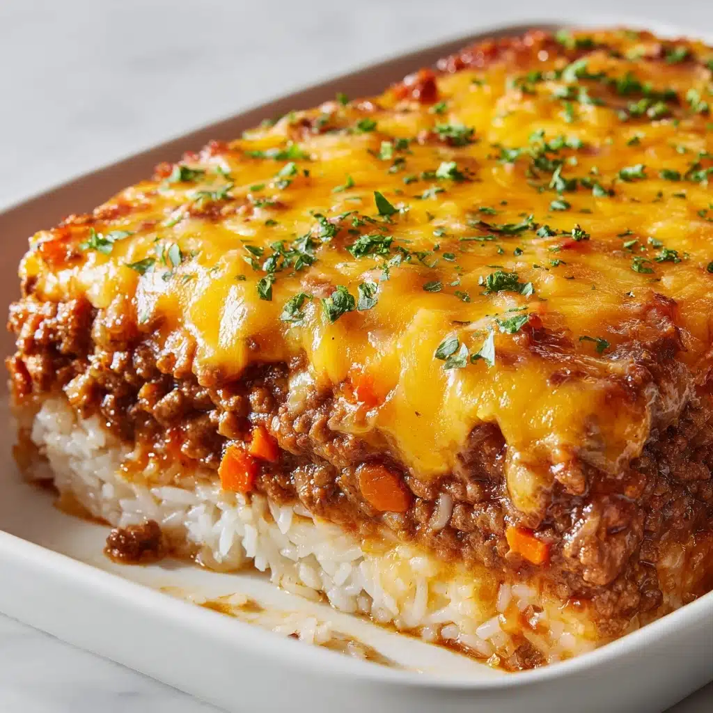 Cheddar-Crusted Ground Beef and Rice Casserole Recipe - Recipe Image