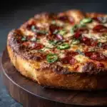 Pepperoni and Roasted Jalapeño Pesto Pan Pizza Recipe