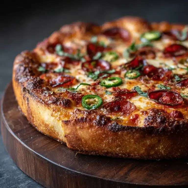 Pepperoni and Roasted Jalapeño Pesto Pan Pizza Recipe