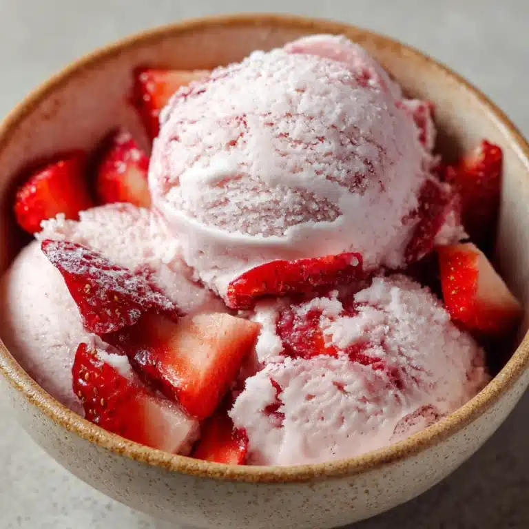 Creamy Strawberry Ice Cream with Fresh Chunks Recipe