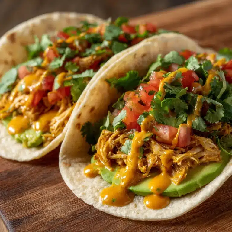 Slow Cooker Queso Chicken Tacos Recipe