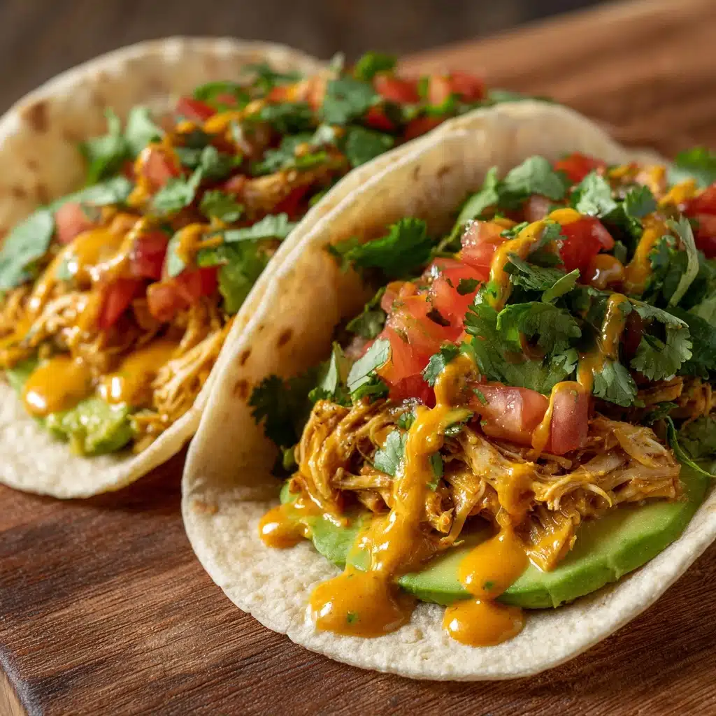 Slow Cooker Queso Chicken Tacos Recipe - Recipe Image