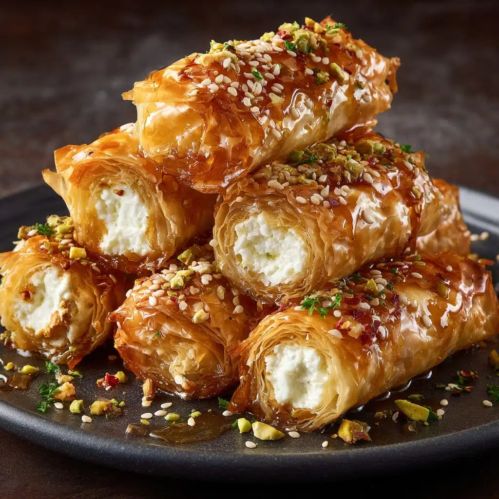 Oven Fried Feta Rolls with Chili Honey Recipe - Recipe Image