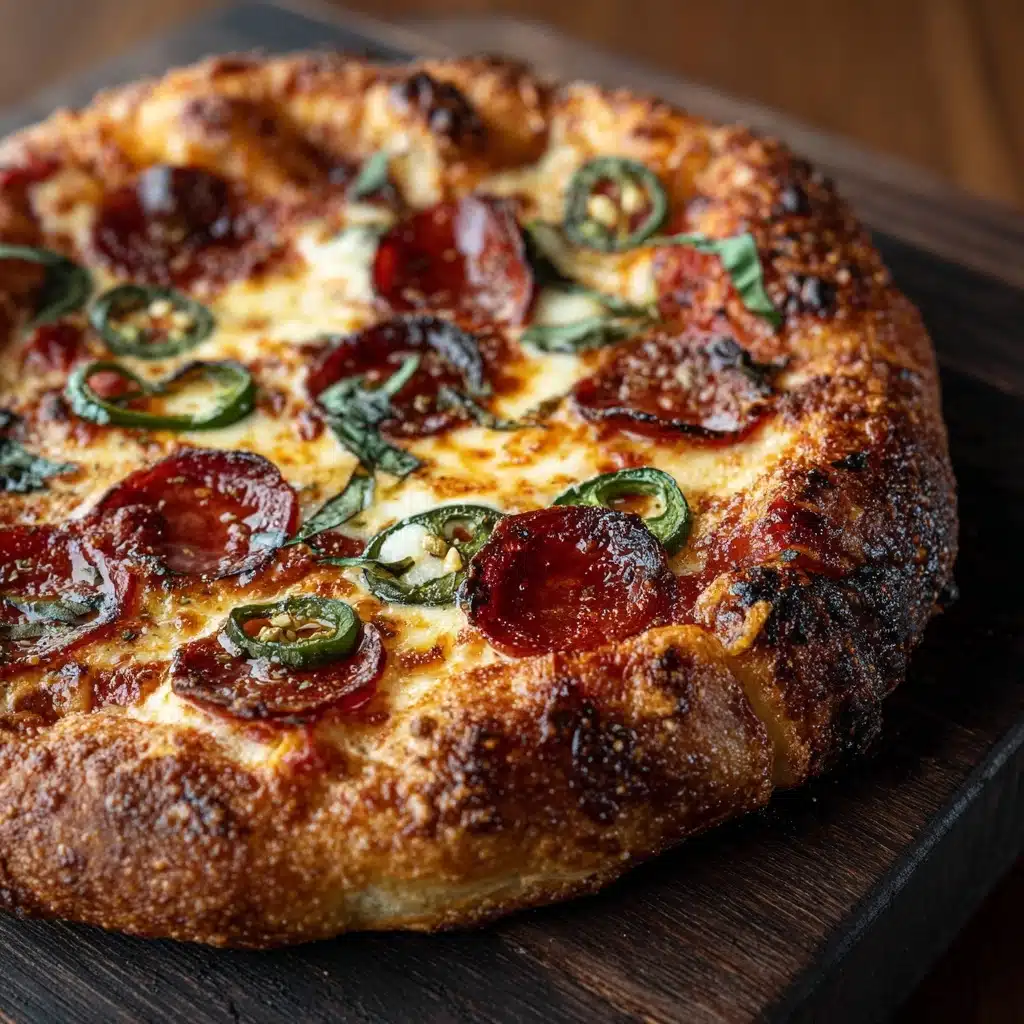 Pepperoni and Roasted Jalapeño Pesto Pan Pizza Recipe - Recipe Image