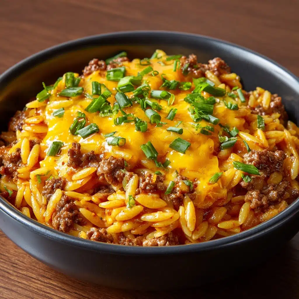 One-Pot Cheeseburger Orzo Skillet Recipe - Recipe Image