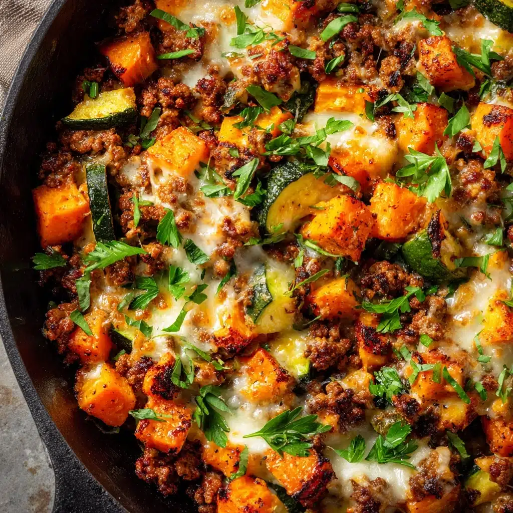 Easy Ground Beef Zucchini Sweet Potato Skillet Recipe - Recipe Image