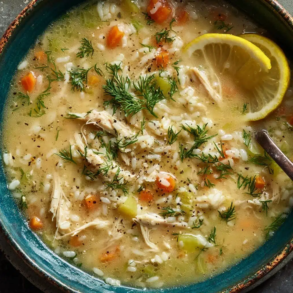 One Pot Lemon Dilly Chicken Rice Soup Recipe - Recipe Image