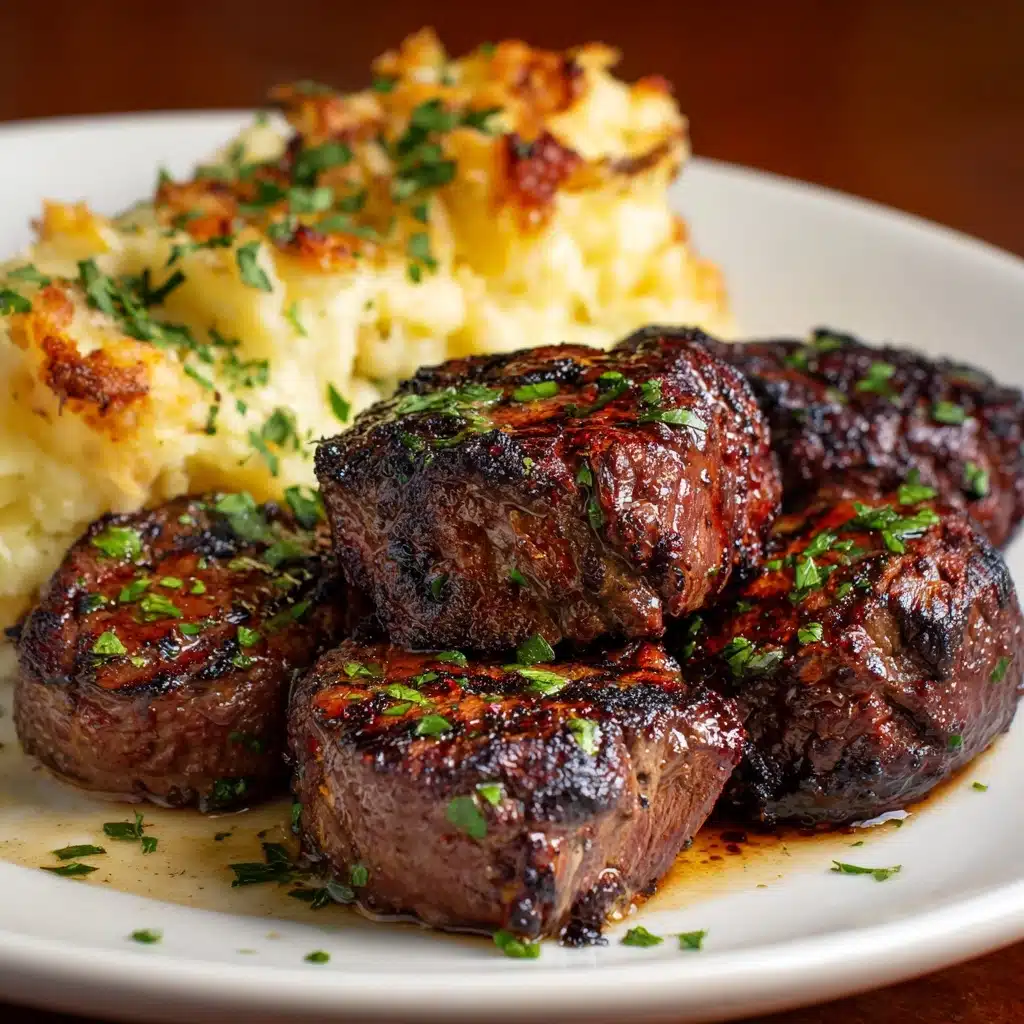 Garlic Butter Steak Bites and Cheesy Smashed Potatoes Recipe - Recipe Image