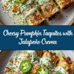 Cheesy Pumpkin Taquitos with Roasted Jalapeño Pepita Crema Recipe