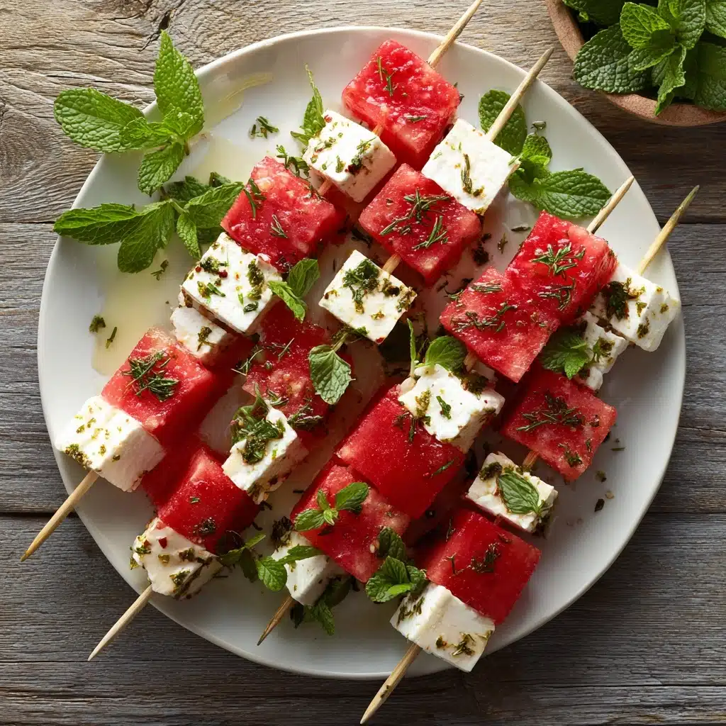 Watermelon and Feta Skewers with Mint Recipe - Recipe Image