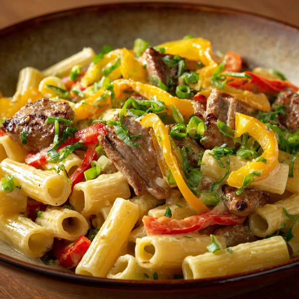 Philly Cheesesteak Pasta Recipe - Recipe Image