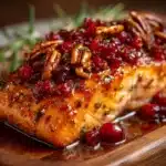 Baked Salmon with Cranberry Salsa and Pecans Recipe