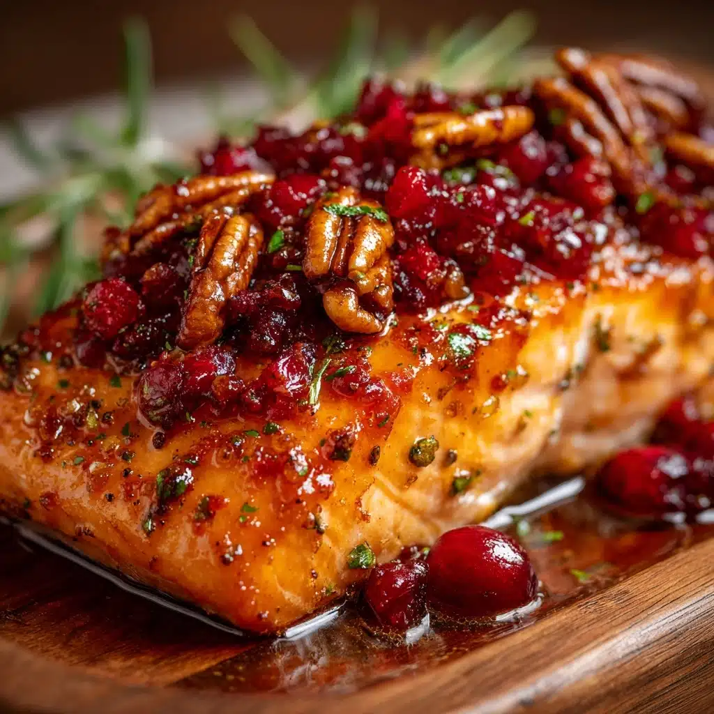 Baked Salmon with Cranberry Salsa and Pecans Recipe - Recipe Image
