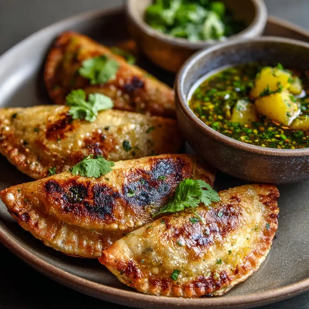 Curried Potato Pasties with Quick Coriander Chutney Recipe - Recipe Image