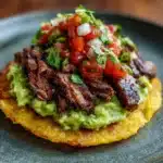 Mexican Tostadas de Beef Carne Asada Recipe
