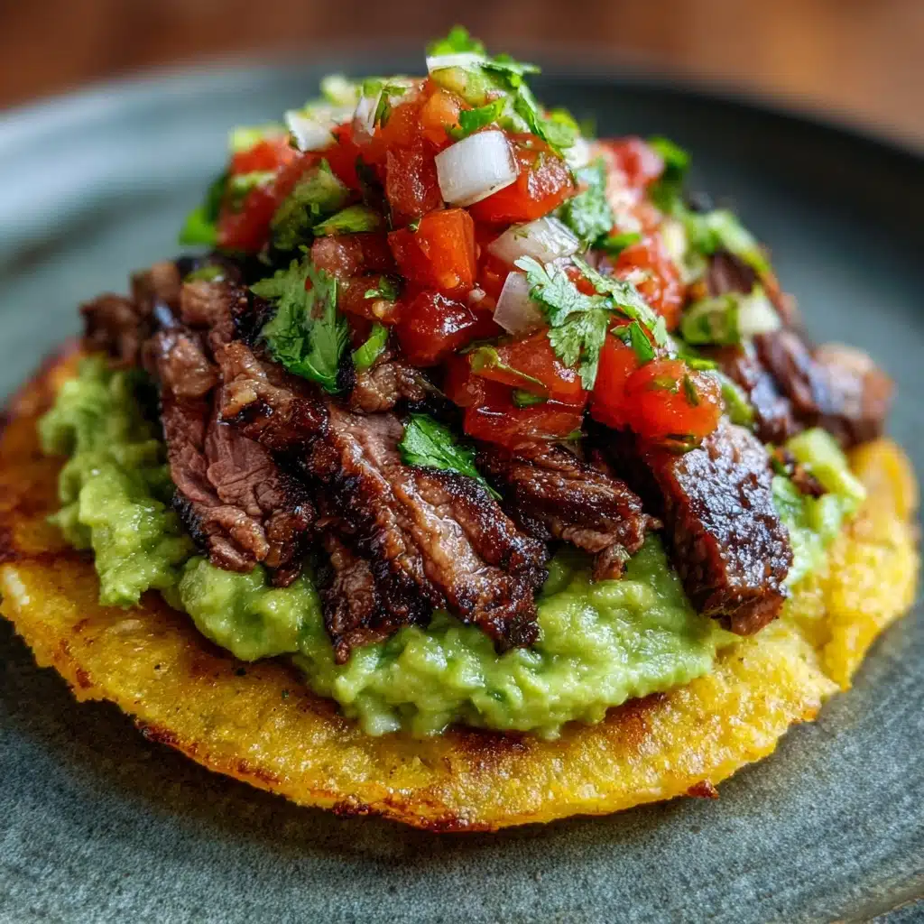 Mexican Tostadas de Beef Carne Asada Recipe