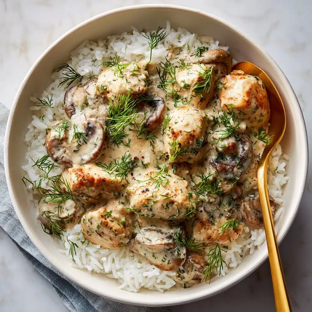 Chicken and Mushrooms in Creamy Dill Sauce Recipe - Recipe Image