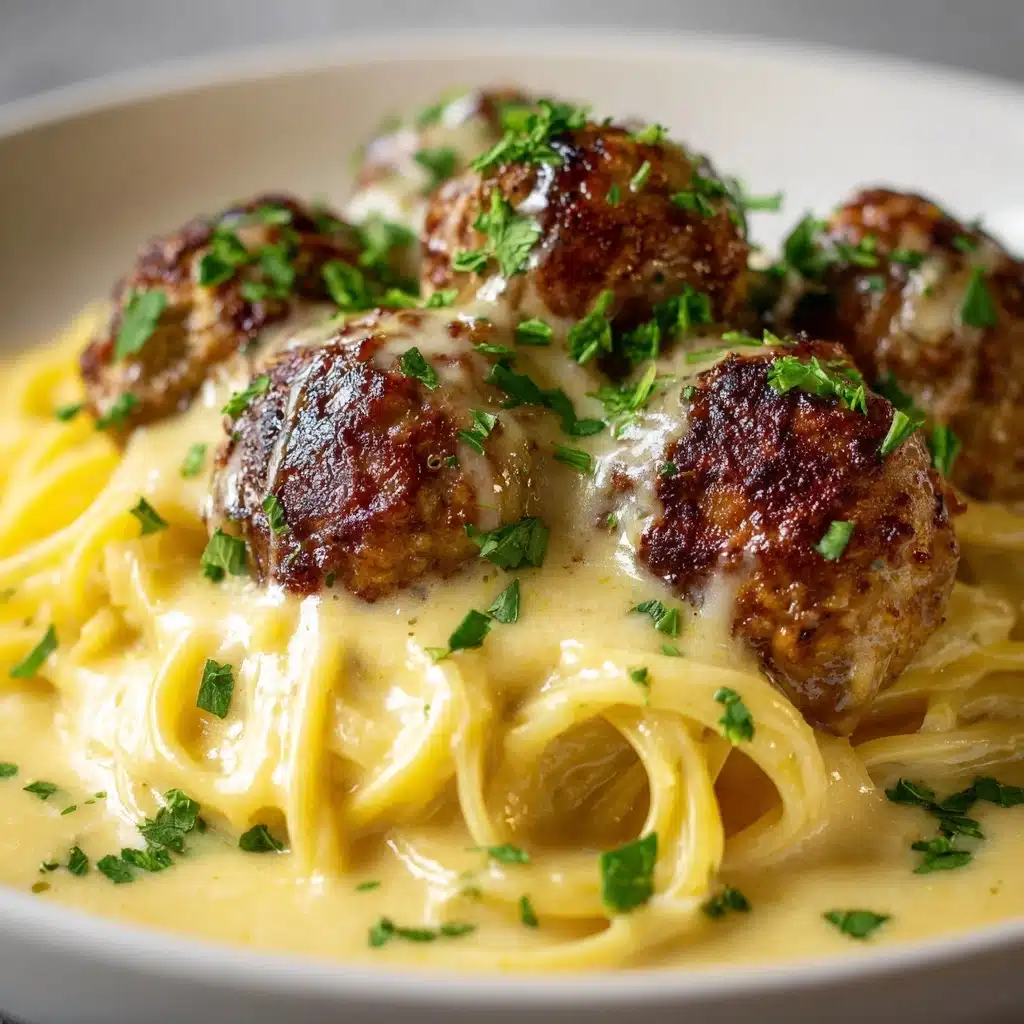 Garlic Butter Chicken Balls with Creamy Parmesan Pasta Recipe - Recipe Image