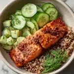 Spiced Salmon Bowl with Quinoa and Cucumber-Dill Salad Recipe
