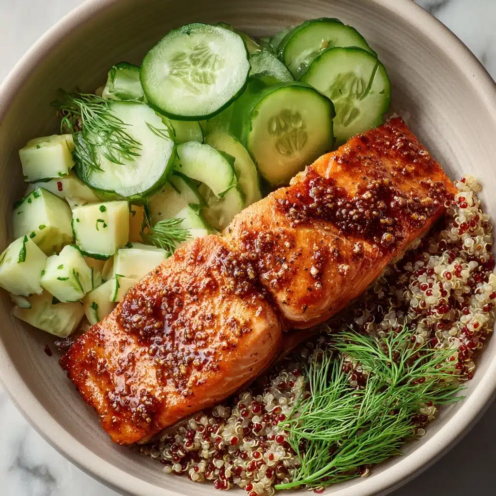 Spiced Salmon Bowl with Quinoa and Cucumber-Dill Salad Recipe