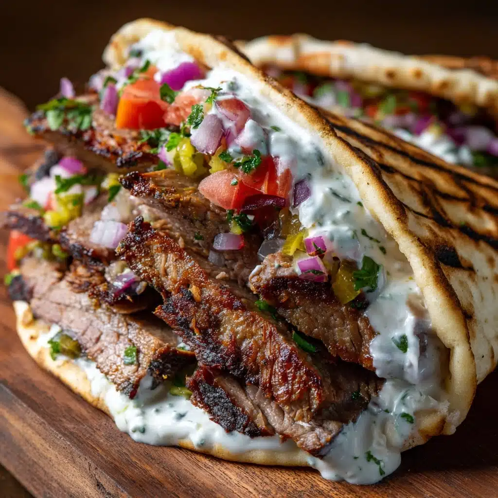Lamb Gyros with Warm Pita and Toppings Recipe - Recipe Image
