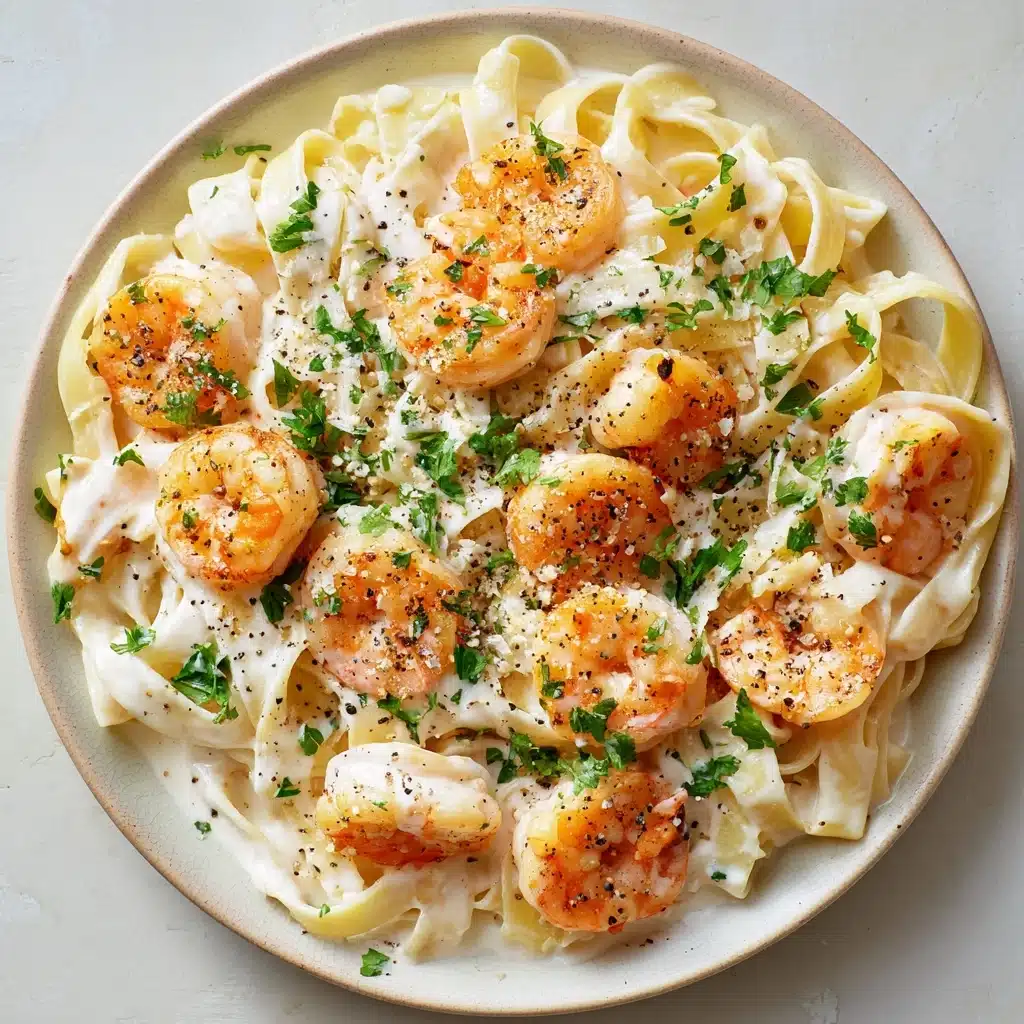 Grilled Salmon & Shrimp Fettuccine Alfredo Recipe - Recipe Image