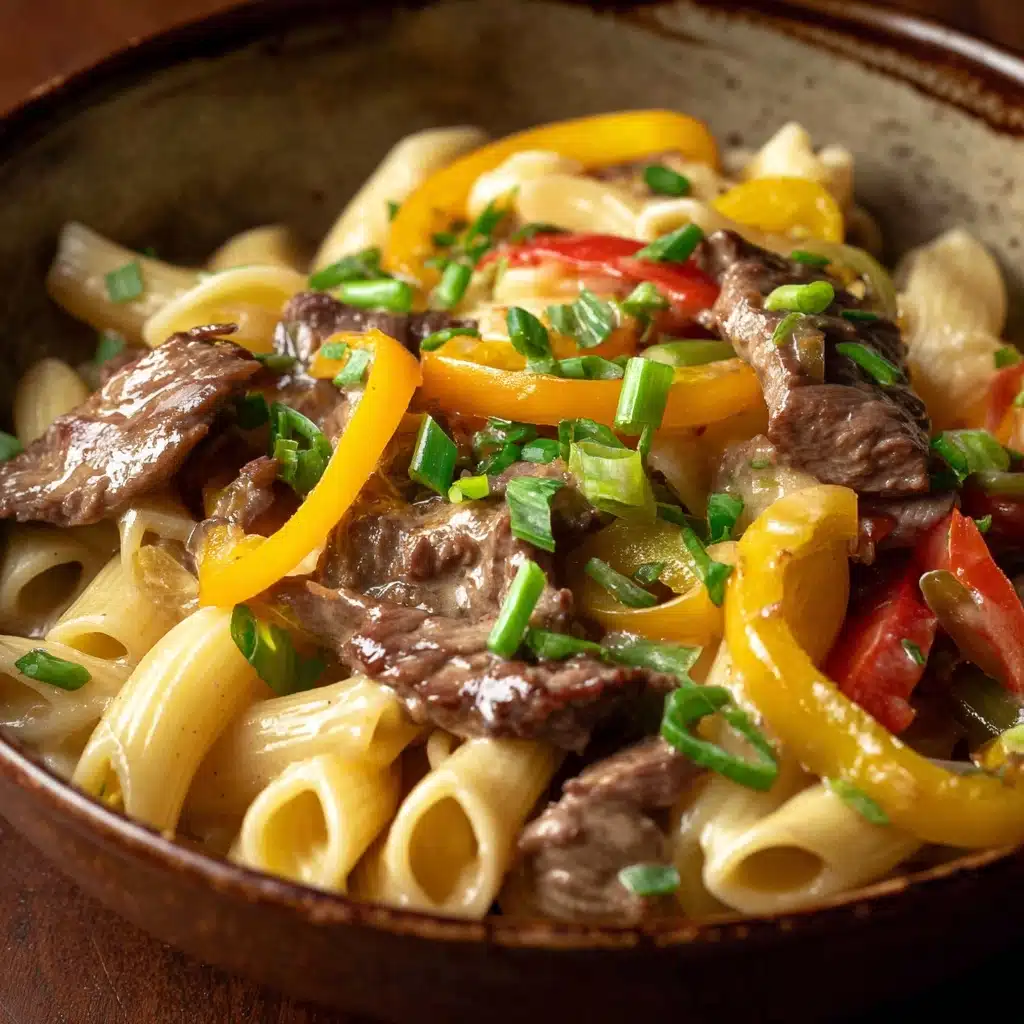 Philly Cheesesteak Pasta Recipe - Recipe Image