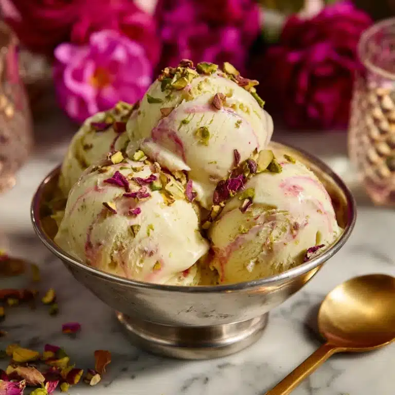 Rose Pistachio Cheesecake Ice Cream Recipe