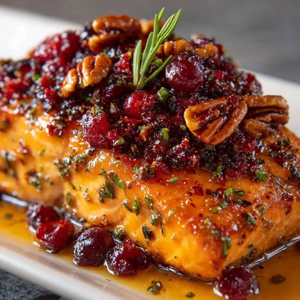 Baked Salmon with Cranberry Salsa and Pecans Recipe - Recipe Image