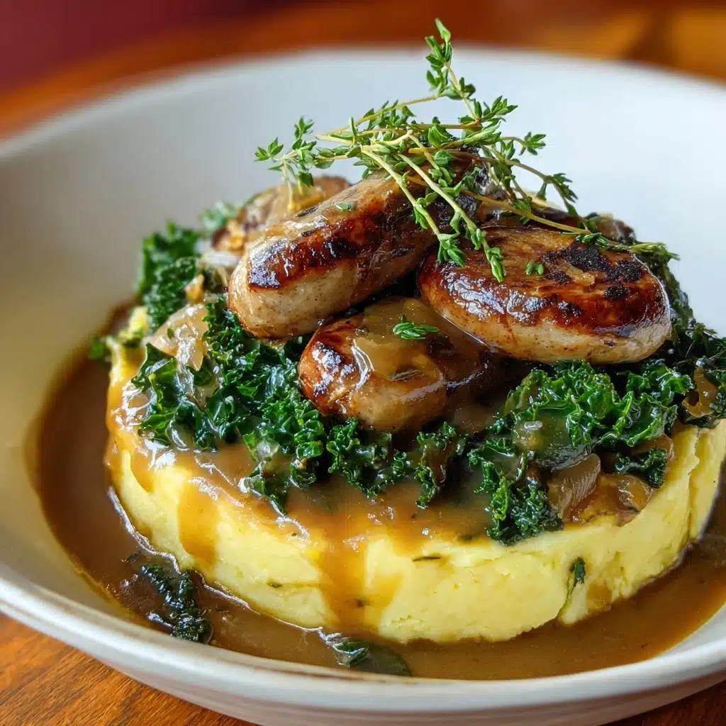 Sausages with Homemade Onion Gravy Recipe - Recipe Image