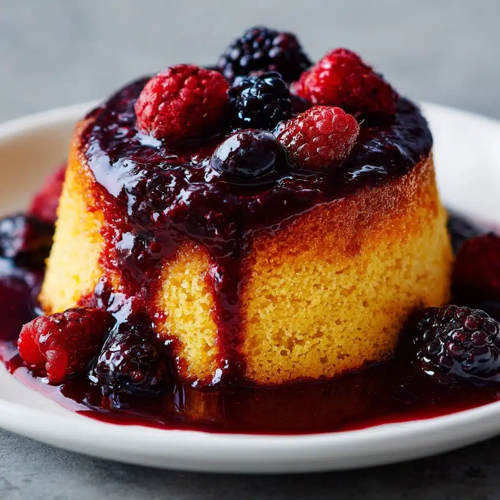 Vanilla Cake with Bumbleberry Sauce Recipe - Recipe Image