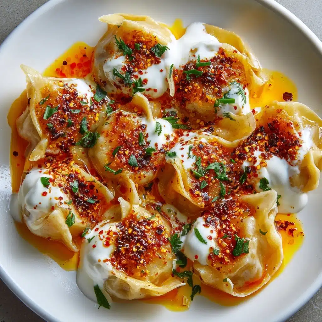 Turkish Dumplings with Garlicky Yogurt and Spiced Oil Recipe - Recipe Image
