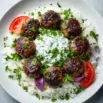 Greek Meatball Bowl with Tzatziki, Rice & Fresh Veggies Recipe