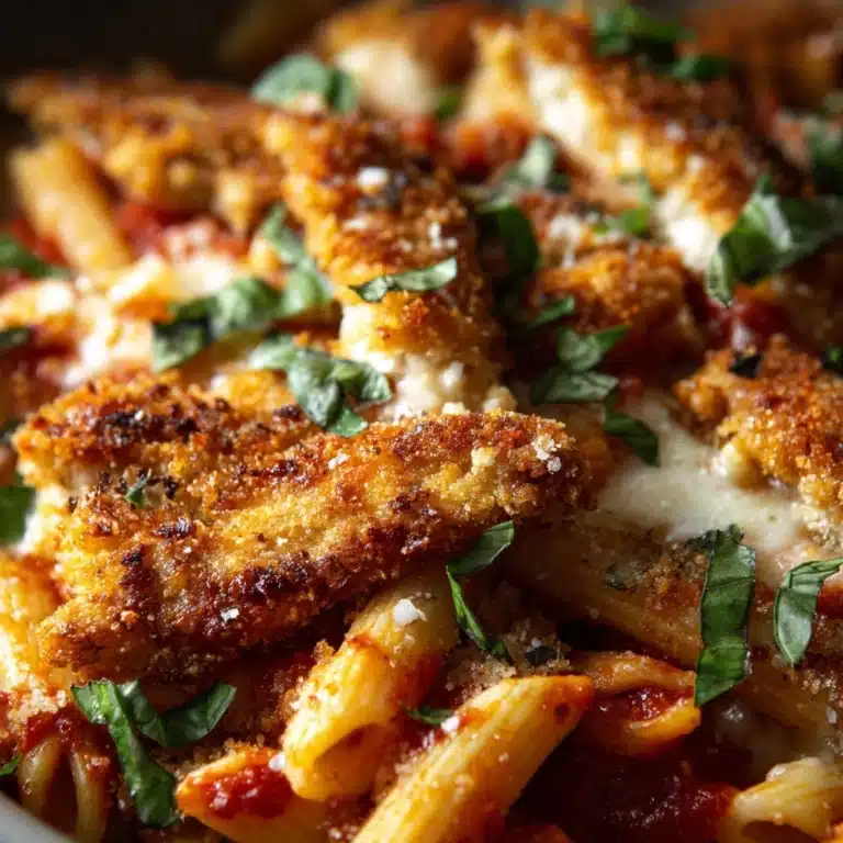 Chicken Parmesan Casserole Baked with Penne Pasta Recipe