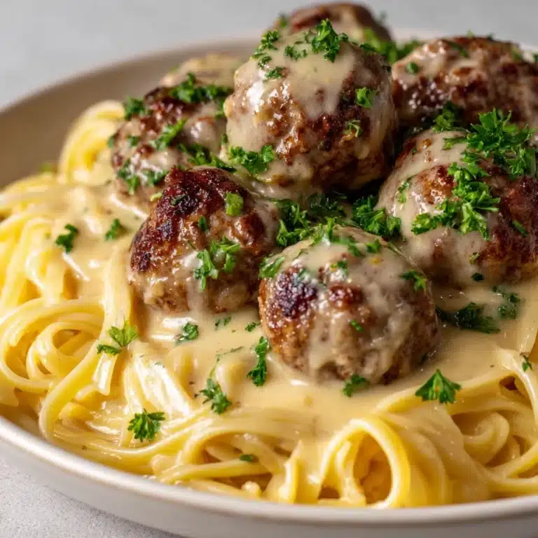 Garlic Butter Chicken Balls with Creamy Parmesan Pasta Recipe