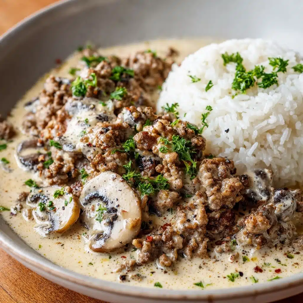 Ground Beef Stroganoff and Rice Recipe