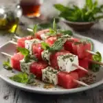 Watermelon and Feta Skewers with Mint Recipe