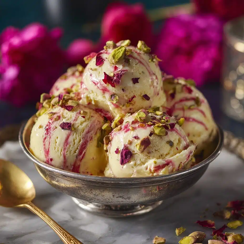 Rose Pistachio Cheesecake Ice Cream Recipe - Recipe Image